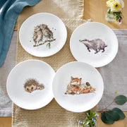 Royal Worcester - Wrendale Designs - Coupe Plates (Set of 4) - Badger, Hedgehog, Fox & Owl | 10.5 in Home & Kitchen