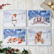 Royal Worcester - Wrendale Designs - Lunch Mats - Winter Skies (Set of 4) | 12 x 9 in Home & Kitchen