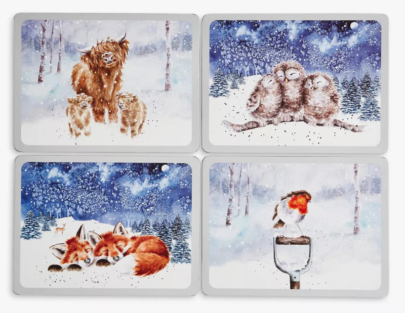 Royal Worcester - Wrendale Designs - Lunch Mats - Winter Skies (Set of 4) | 12 x 9 in Home & Kitchen