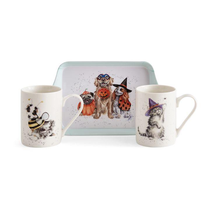 Royal Worcester - Wrendale DESIGNS Mug & Tray Set Home & Kitchen Halloween Cat And Dog