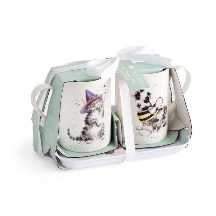 Royal Worcester - Wrendale DESIGNS Mug & Tray Set Home & Kitchen Halloween Cat And Dog