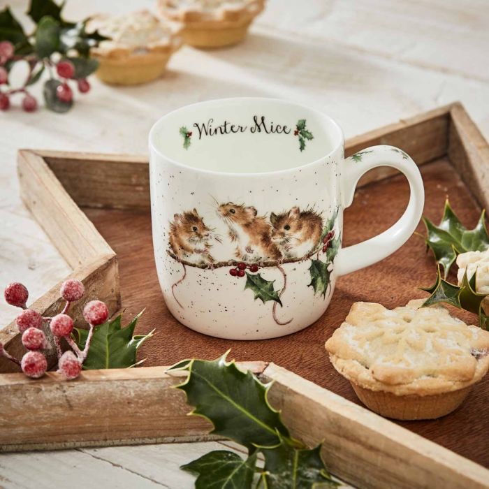 Royal Worcester - Wrendale Designs - Mug - Winter Mice | 11 oz Home & Kitchen