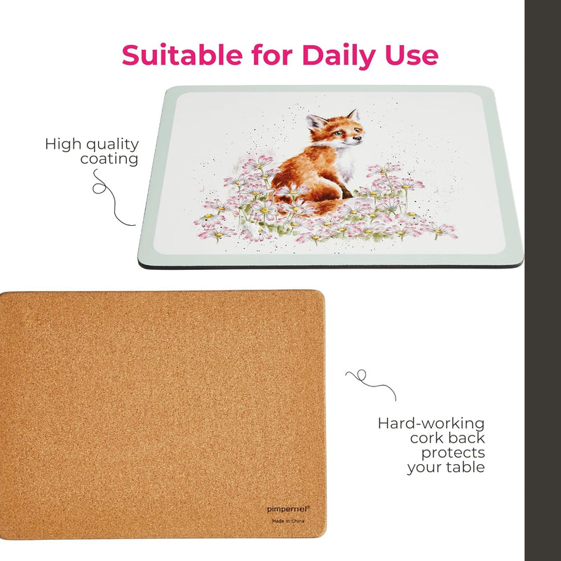 Royal Worcester - Wrendale Designs - Placemats - Wild Flowers (Set of 4) | 12 x 9 in Home & Kitchen