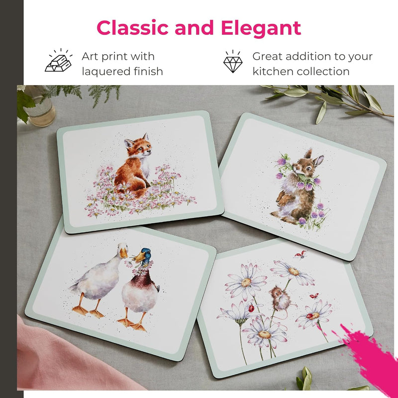 Royal Worcester - Wrendale Designs - Placemats - Wild Flowers (Set of 4) | 12 x 9 in Home & Kitchen
