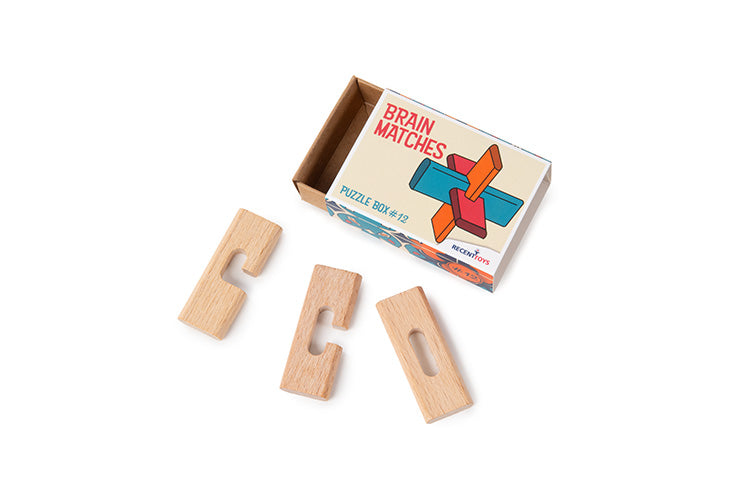 Recent Toys Brain Matches 48-piece display with 12 assorted brainteaser puzzle styles