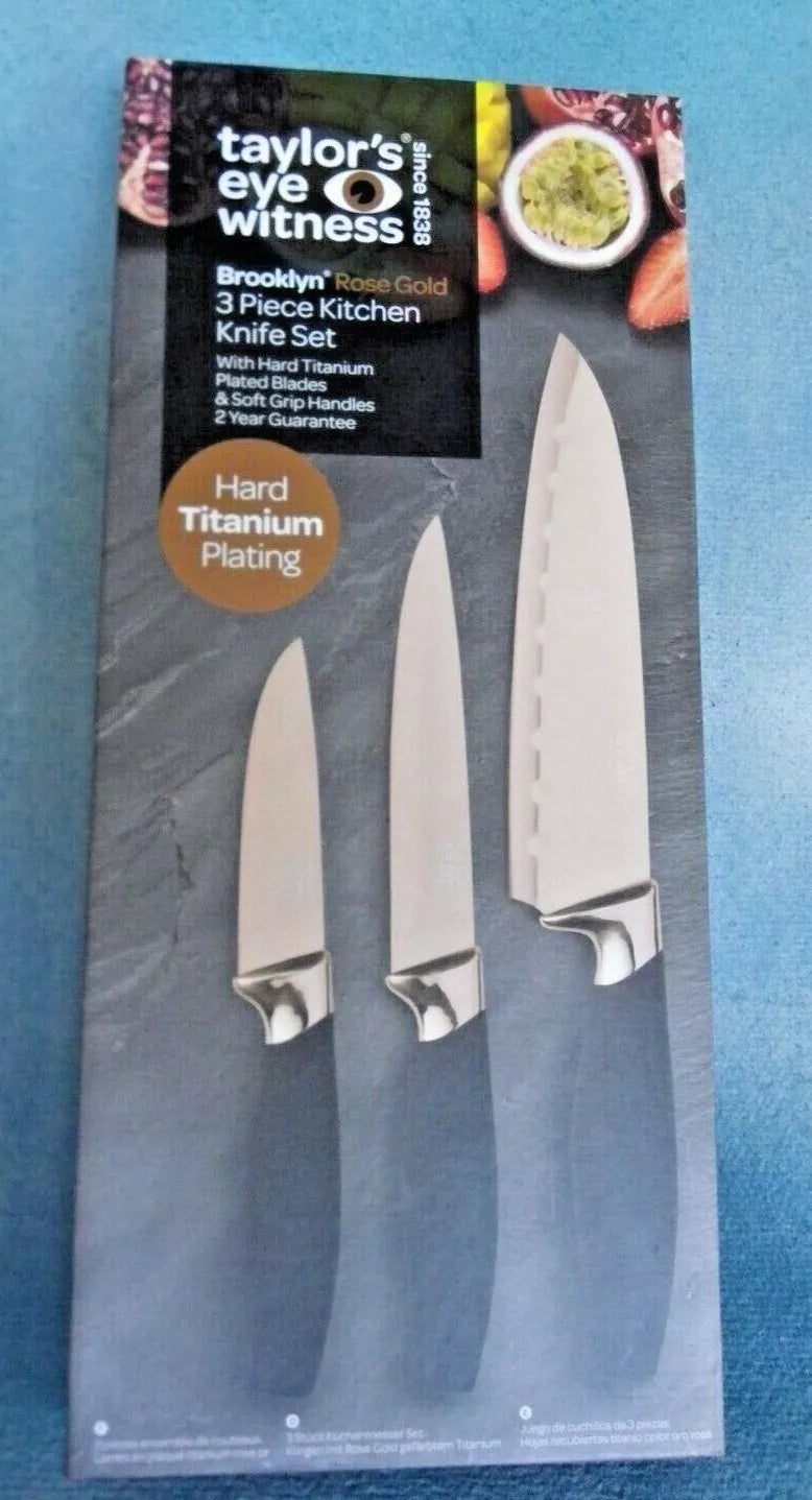 Taylor's Eye Witness - Knife Satin Gold (Paring-Utility-Chef) (Set of 3) - Limolin 