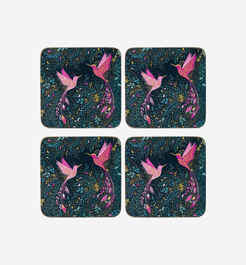 Sara Miller - India Collection - Hummingbird Paradise - Coasters (Set of 4) | 4 x 4 in / 10 x 10 cm Home & Kitchen