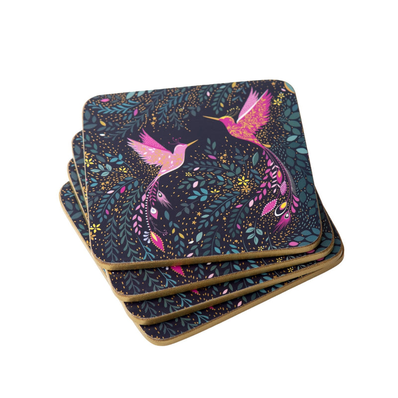 Sara Miller - India Collection - Hummingbird Paradise - Coasters (Set of 4) | 4 x 4 in / 10 x 10 cm Home & Kitchen
