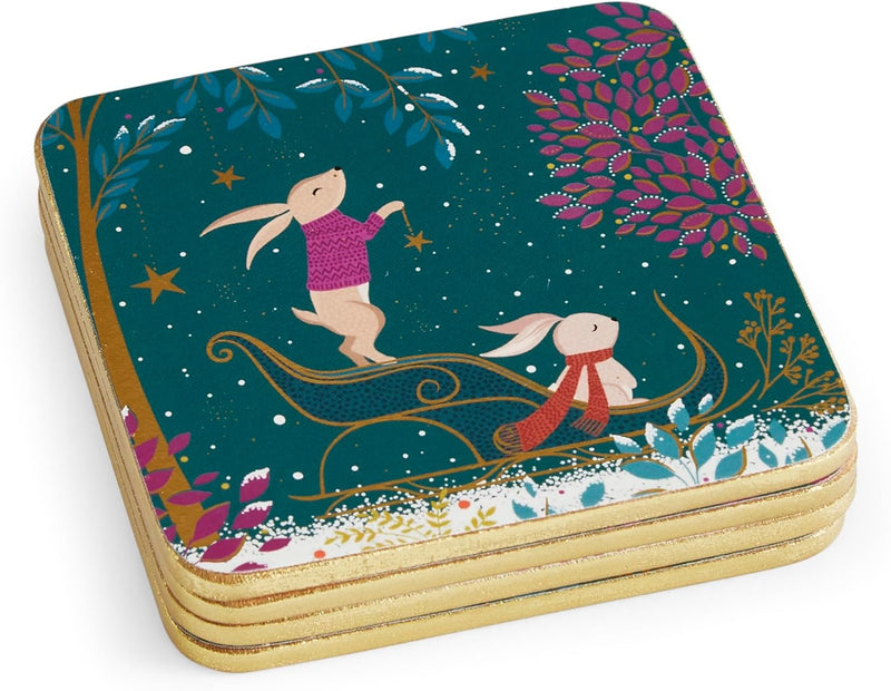 Sara Miller - Woodland Tales - Deer & Robin Coasters (Set of 4) | 4 x 4 in / 10 x 10 cm Home & Kitchen