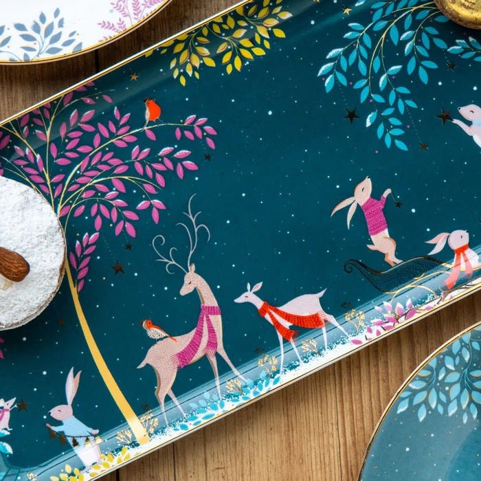 Sara Miller - Woodland Tales - Deer & Robin Sandwich Tray | 14 in / 36 cm Home & Kitchen