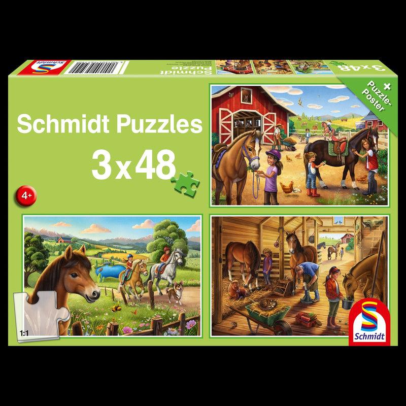 Schmidt Spiele - Puzzle - Pz 3X48 - My Favorite Horses Games & Toys