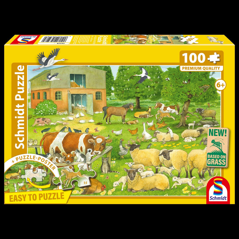 Schmidt Spiele - Puzzle - Pz100 - Animals On The Farm Games & Toys