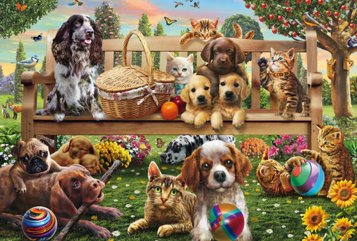 Schmidt Spiele - Puzzle - Pz200 - Garden Picnic Dogs And Cats Games & Toys