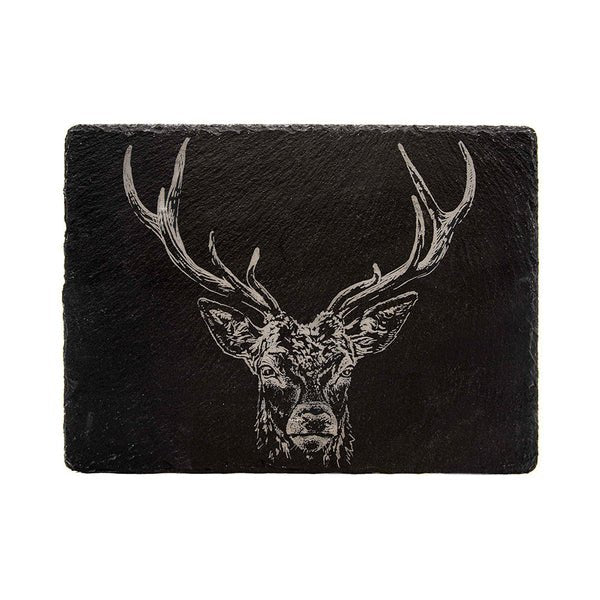 Selbrae House - Engraved Slate Holiday Stag Cheese board Home & Kitchen