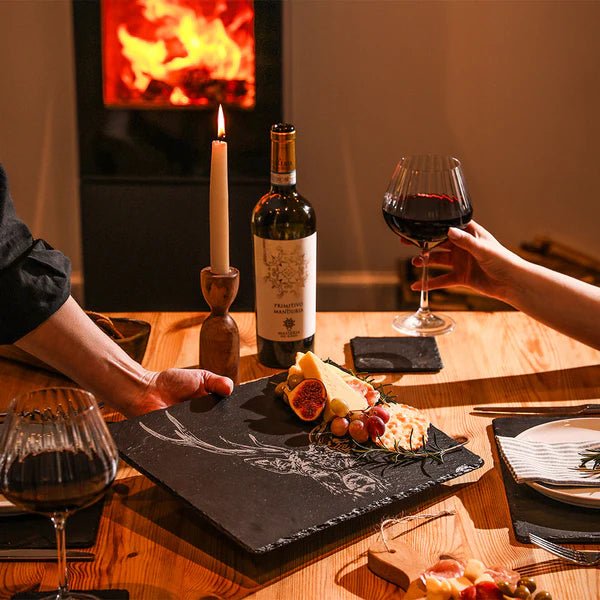 Selbrae House - Engraved Slate Holiday Stag Cheese board Home & Kitchen