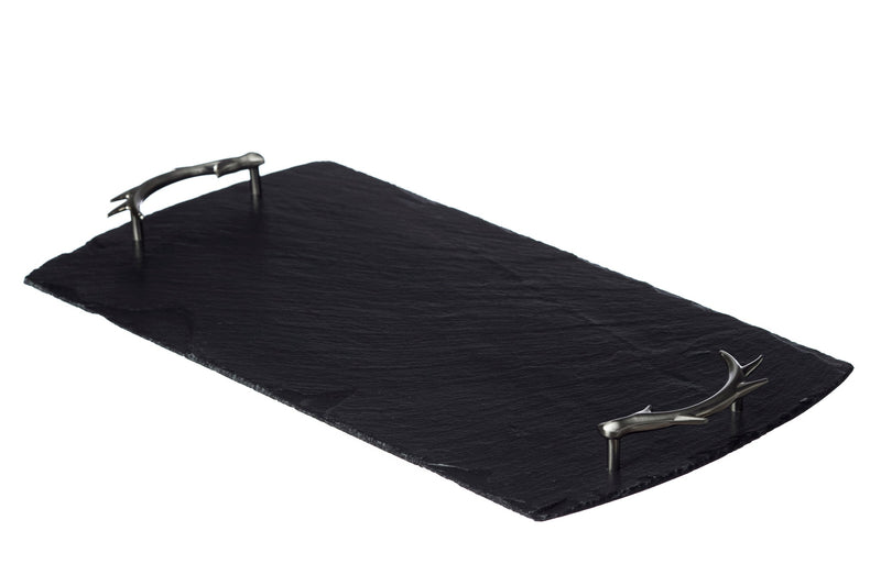 Selbrae House - Large Slate Serving Tray with Antler Handles Home & Kitchen