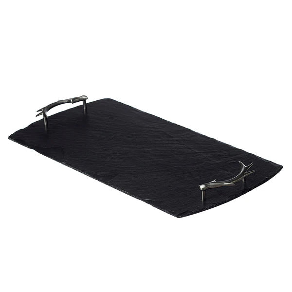 Selbrae House - Large Slate Serving Tray with Antler Handles Home & Kitchen