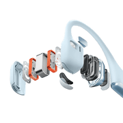 Shokz - OpenRun Pro 2 - Blue - Bluetooth Headset Noise Cancelling Mic Premium Bone Conduction - Dual Drivers Enhanced Bass - 3D Audio Water Resistant IP55 - 12Hr Battery Life Electronics
