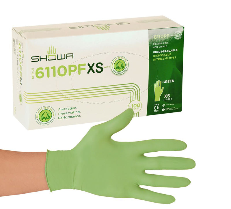 Showa - Gloves green Biodegradable Nitril Extra Small (100) Beauty & Personal Care