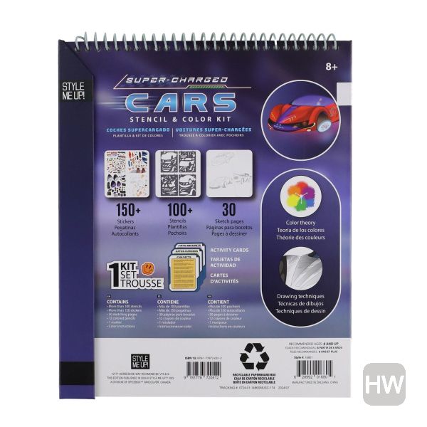 SpiceBox - STYLE ME UP - SUPER-CHARGED CARS - STENCIL and COLOR KIT
