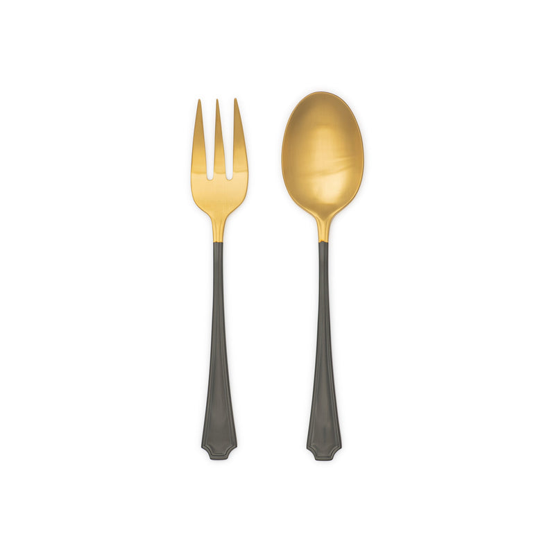 Splendide - Park Avenue Black & Gold 2PC Serve Set Home & Kitchen