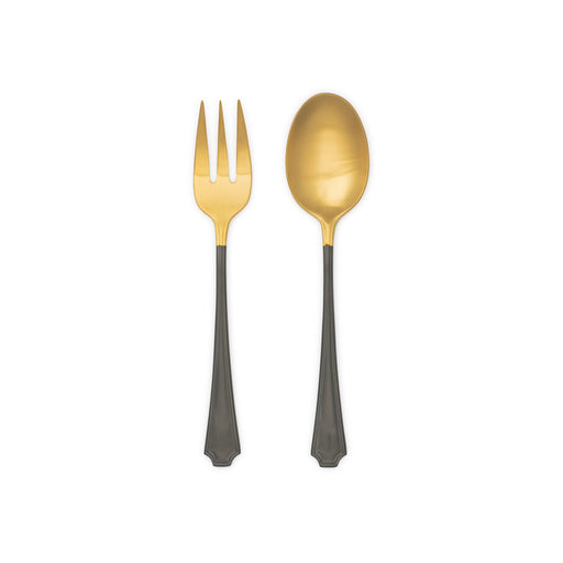 Splendide - Park Avenue Black & Gold 2PC Serve Set Home & Kitchen