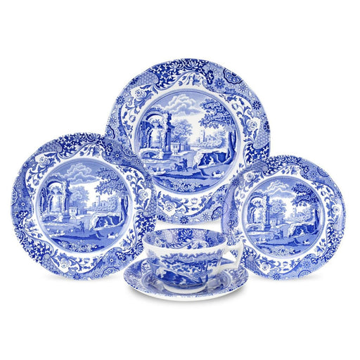 Spode - Blue Italian - 5 Piece Plate Setting | 10.5 in, 8 in, 6.5 in, 7 oz Home & Kitchen