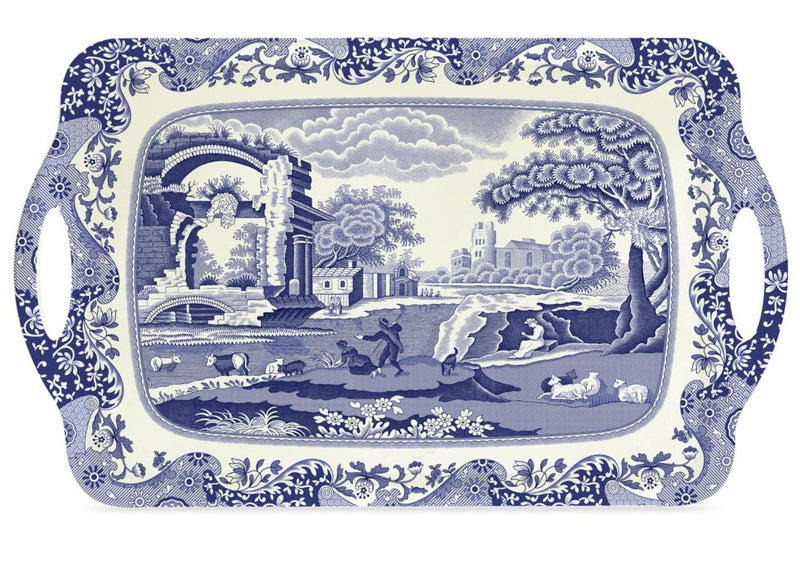 Spode - Blue Italian - Melamine Handled Tray | 18.9 x 11.6 in Home & Kitchen