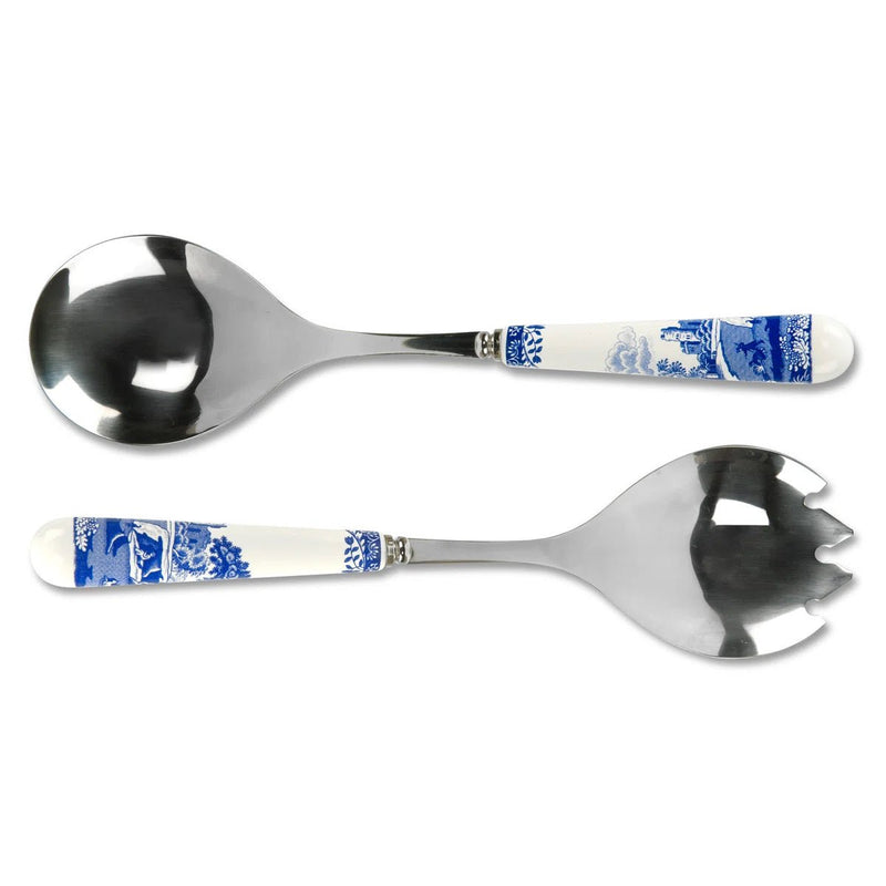 Spode - Blue Italian - Salad Servers S/2 (Ceramic Handle) - 10" Home & Kitchen