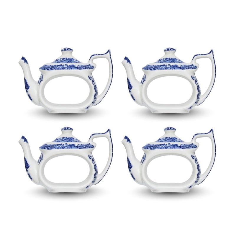 Spode - Blue Italian - Teapot Napkin Rings (Set of 4) | 2.5 in Home & Kitchen