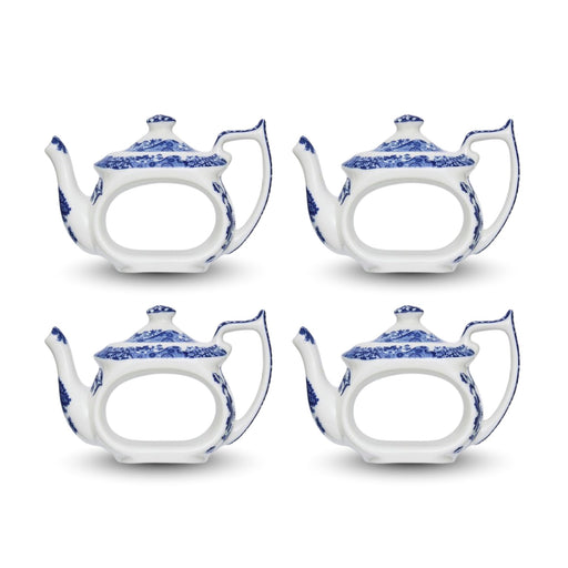 Spode - Blue Italian - Teapot Napkin Rings (Set of 4) | 2.5 in Home & Kitchen