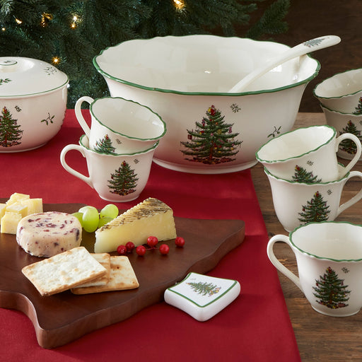 Spode - Christmas Tree - 10Pc Punch Bowl With Cups & Ladle 11 Inch Home & Kitchen
