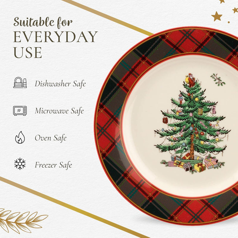 Spode - Christmas Tree 16 - Piece Tartan Dinnerware Set Home & Kitchen