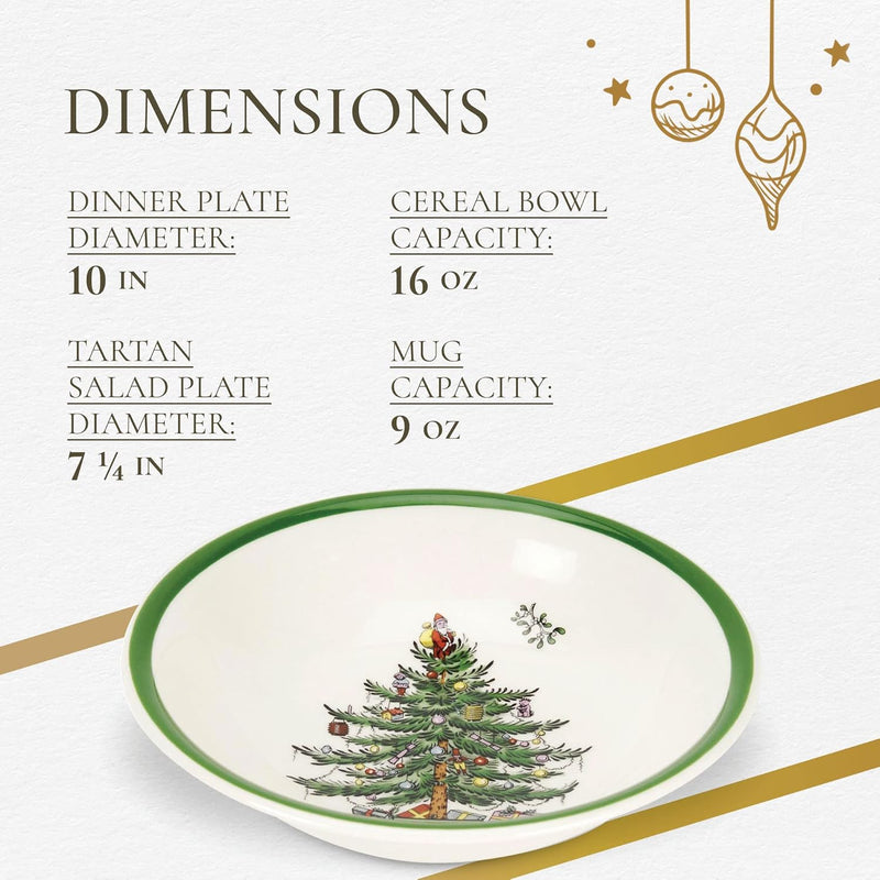 Spode - Christmas Tree 16 - Piece Tartan Dinnerware Set Home & Kitchen
