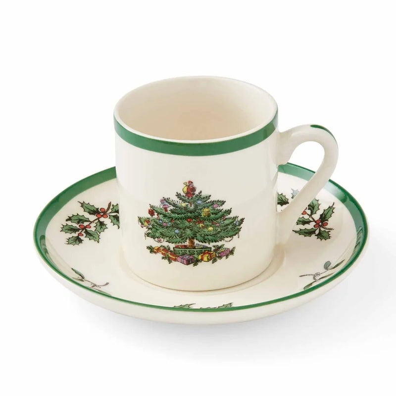 Spode - Christmas Tree - Espresso Cup & Saucer (Set of 4) | 0.09 L / 3 oz Home & Kitchen