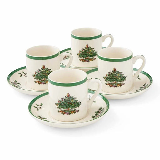 Spode - Christmas Tree - Espresso Cup & Saucer (Set of 4) | 0.09 L / 3 oz Home & Kitchen