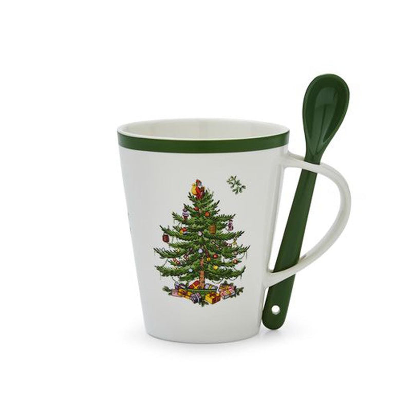 Spode Christmas Tree mug and spoon set, 14 oz
