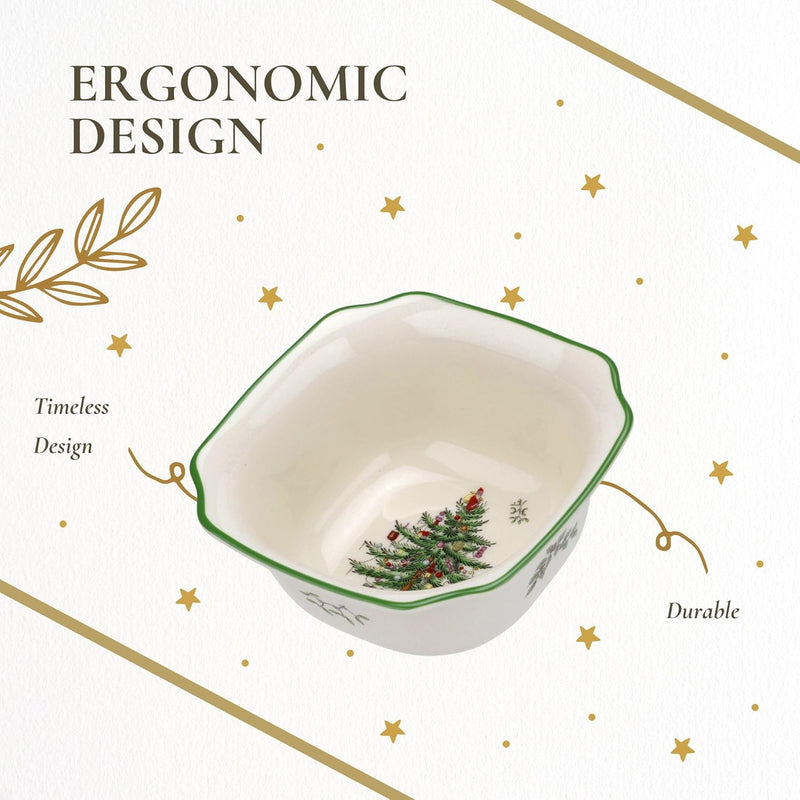Spode - Christmas Tree - Square Bowl | 5.5 in Home & Kitchen