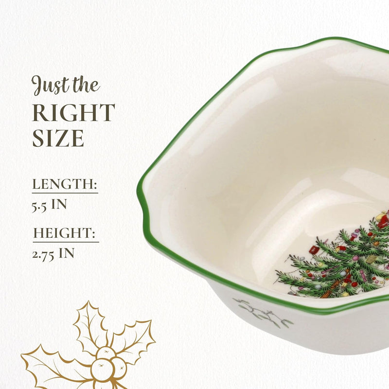 Spode - Christmas Tree - Square Bowl | 5.5 in Home & Kitchen
