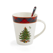 Spode - Christmas Tree Tartan - Tartan Mug and Spoon | 14 oz Home & Kitchen