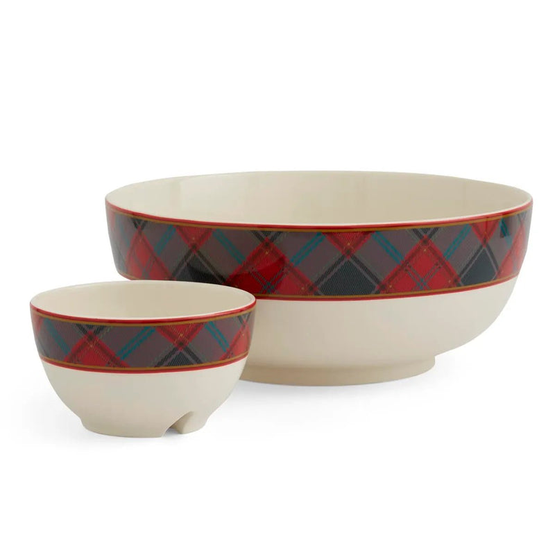 Spode - Christmas Tree Tartan - Tiered Chip & Dip (2 - Piece) | 10 in Home & Kitchen