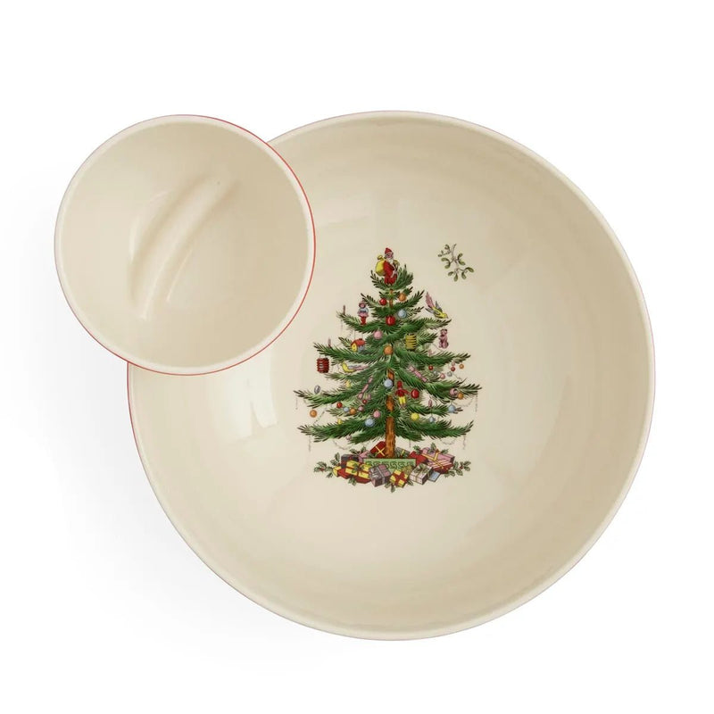 Spode - Christmas Tree Tartan - Tiered Chip & Dip (2 - Piece) | 10 in Home & Kitchen