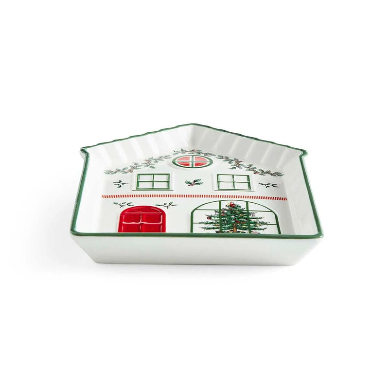 Spode - Christmas Tree Village - Tidbit Tray Green | 7.2 in x 5.5 in Home & Kitchen