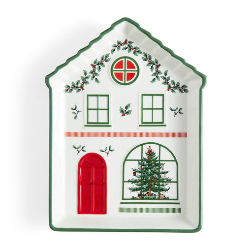 Spode - Christmas Tree Village - Tidbit Tray Green | 7.2 in x 5.5 in Home & Kitchen