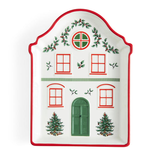 Spode - Christmas Tree Village - Tidbit Tray Red | 7.2 in x 5.5 in Home & Kitchen