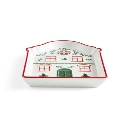 Spode - Christmas Tree Village - Tidbit Tray Red | 7.2 in x 5.5 in Home & Kitchen