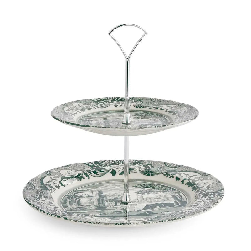 Spode - Green Italian - 2 - Tier Cake Stand Home & Kitchen