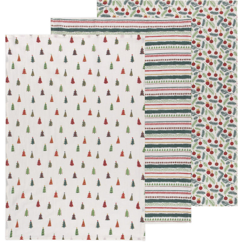 Now Designs - Merry And Bright Baker's Floursack Dishtowels Set