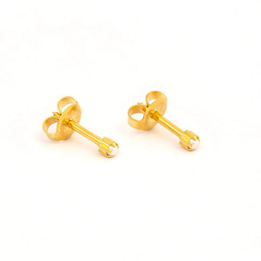 Studex - M1301Y White Pearl Tiffany Ear Rings Gold 2mm (pair) Beauty & Personal Care