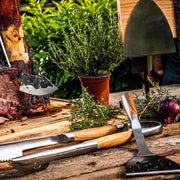 STYLE DE VIE - AUTHENTIC - FORGED - Forged BBQ Plancha Spatula, 2mm thick, Olive Wood, SS Home & Kitchen